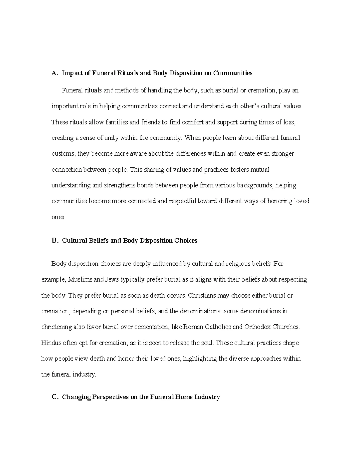 The Impact of Funeral Rituals and Cultural Beliefs on Body Disposition ...
