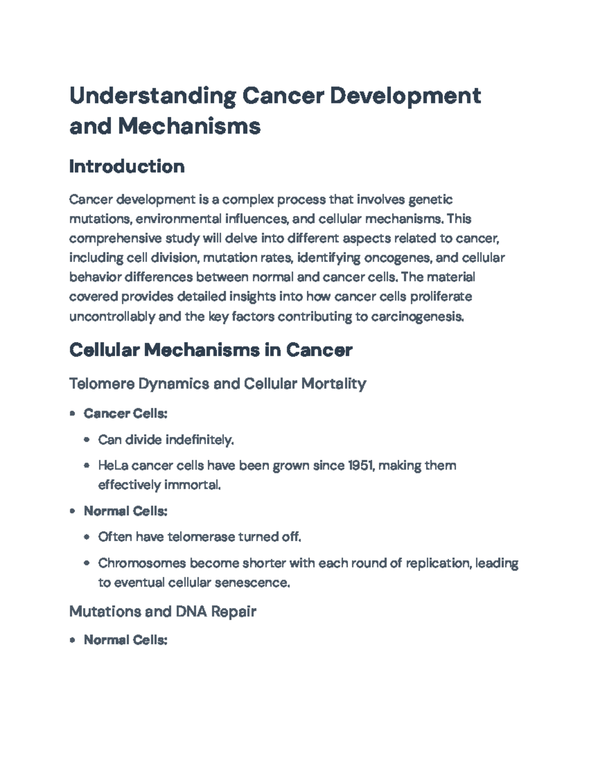 Understanding Cancer Development and Mechanisms: A Comprehensive Study ...