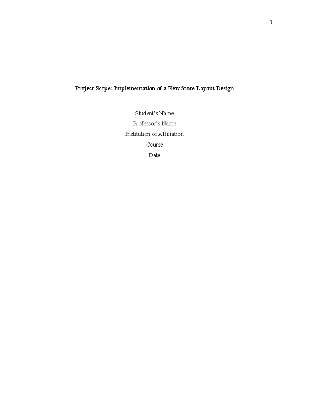 1 Project Scope: New Store Layout Design Implementation - Studocu