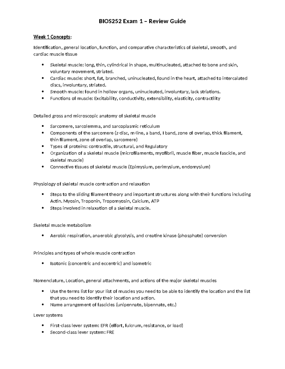 Exam+1+Review+Guide - BIOS252 Exam 1 – Review Guide Week 1 Concepts ...