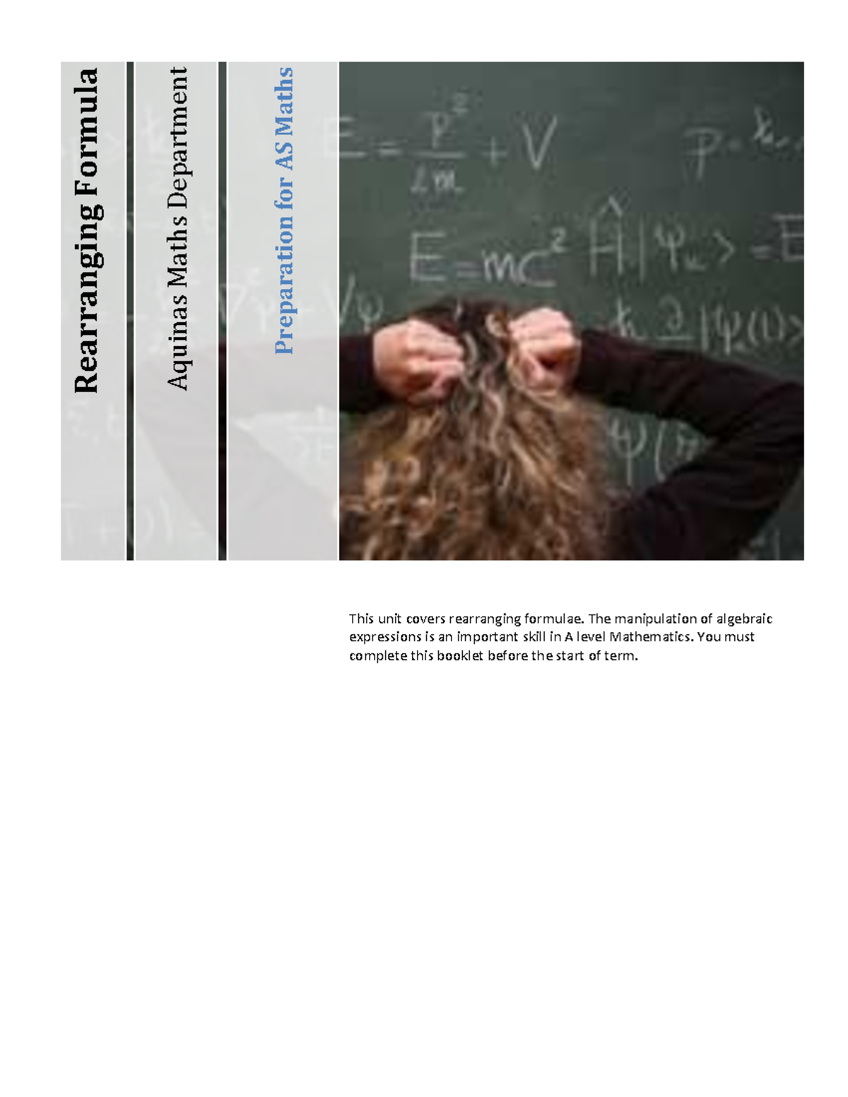 AS Maths: Rearranging Formulae Preparation Guide - Studocu