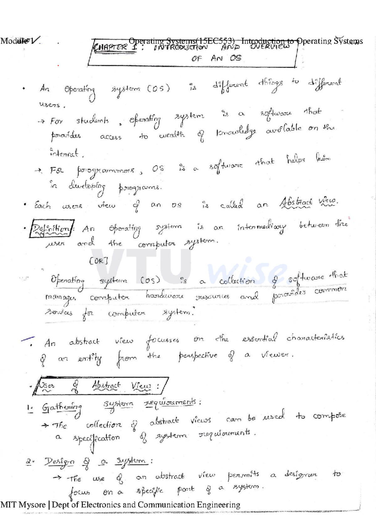 Module 1: Introduction to Operating Systems (15EC553) - Studocu