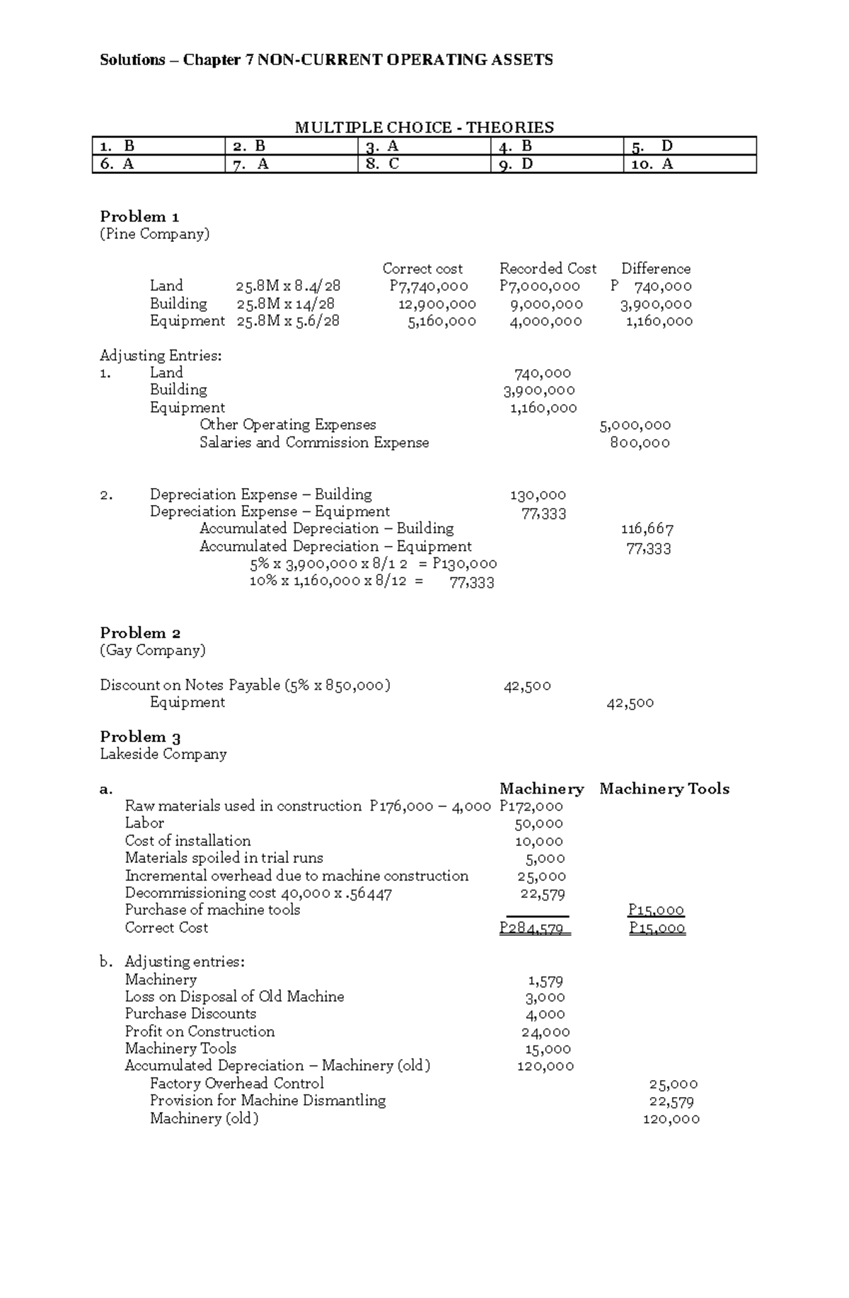 Chapter 7: Non-Current Operating Assets - Key Concepts and Problems ...