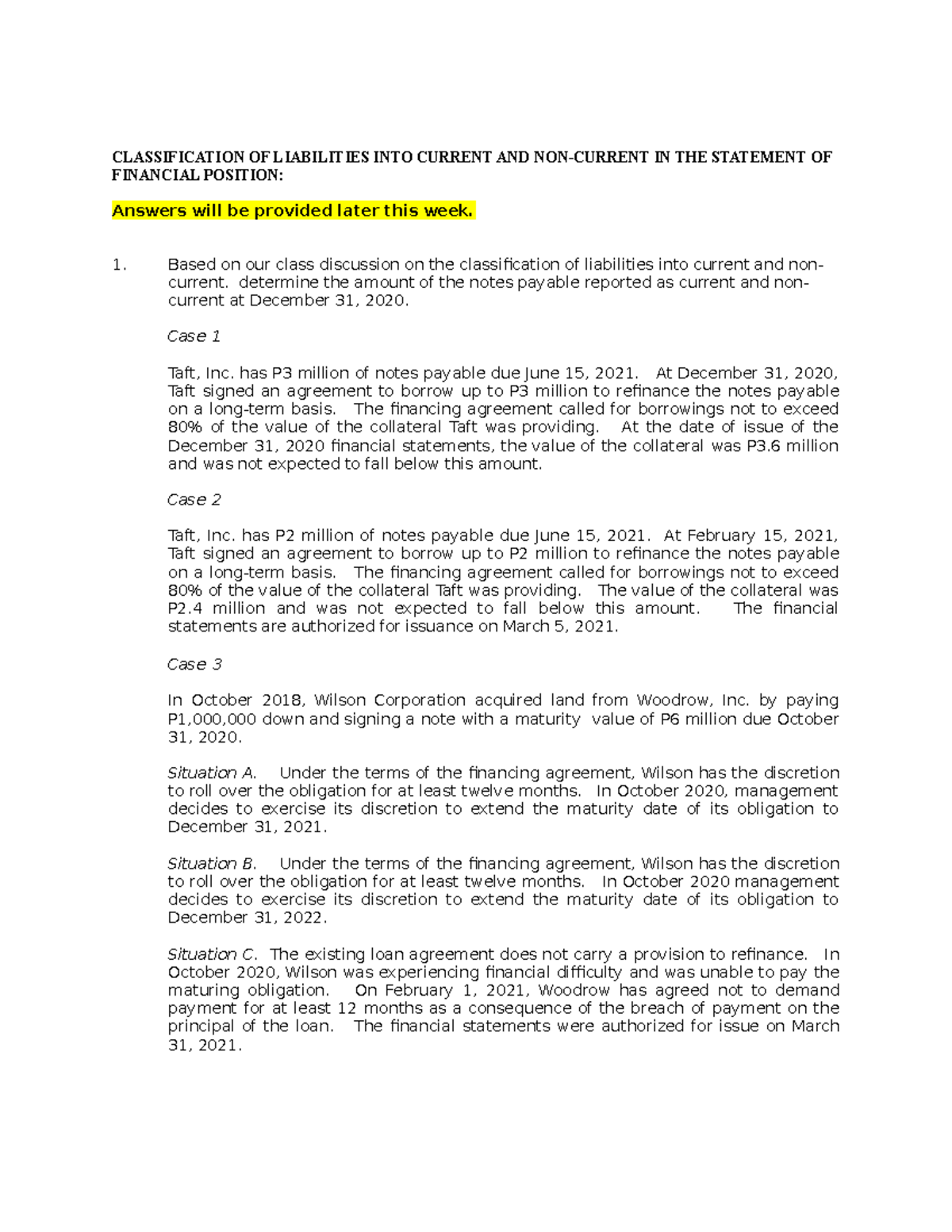 Classification of Liabilities into Current and Non-Current (CFAS Module ...
