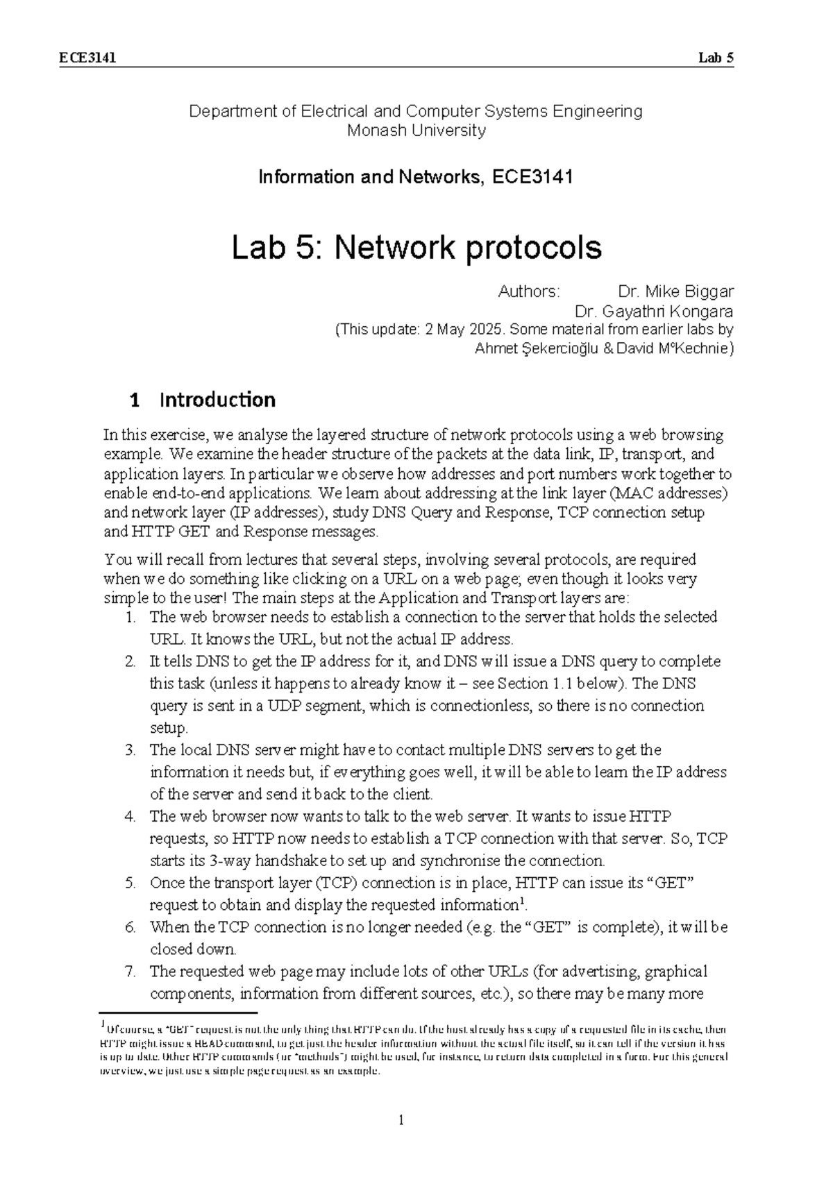 ECE3141 Lab 5: Exploring Network Protocols and Packet Analysis - Studocu