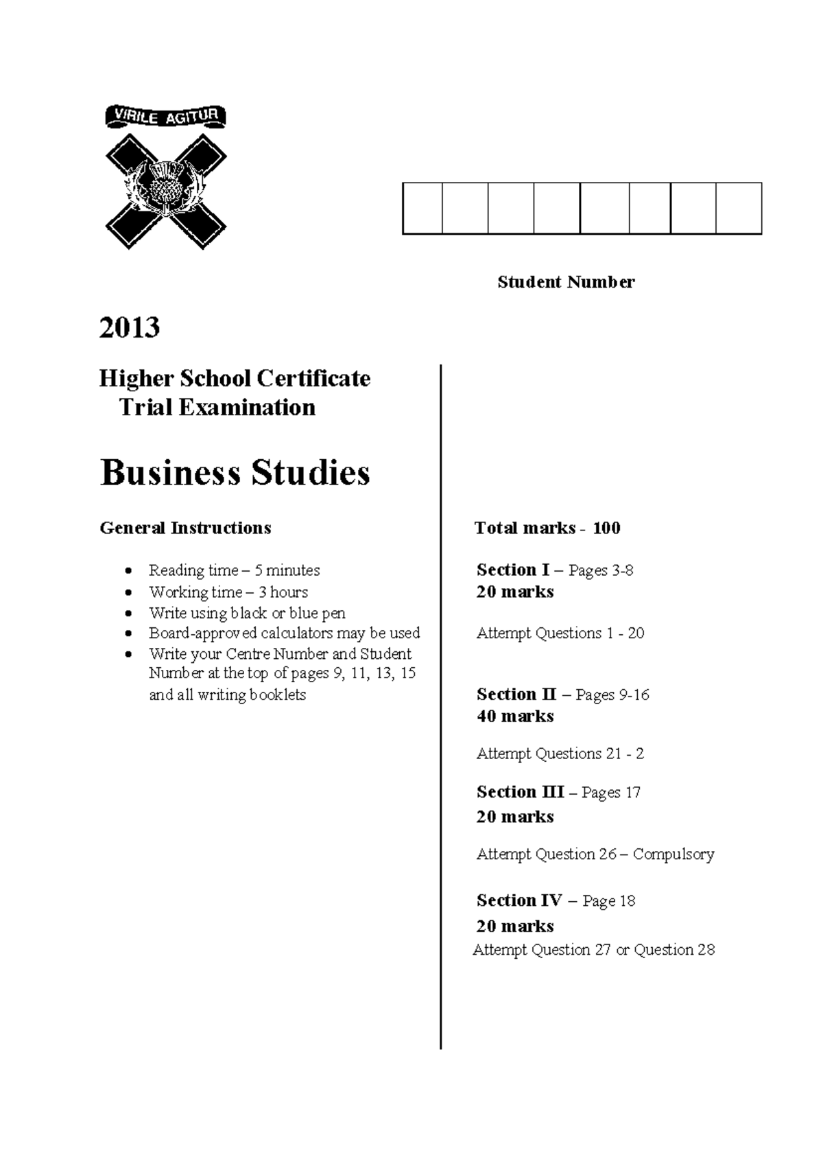 Knox Grammar School 2013 HSC Business Studies Trial Exam & Solutions ...