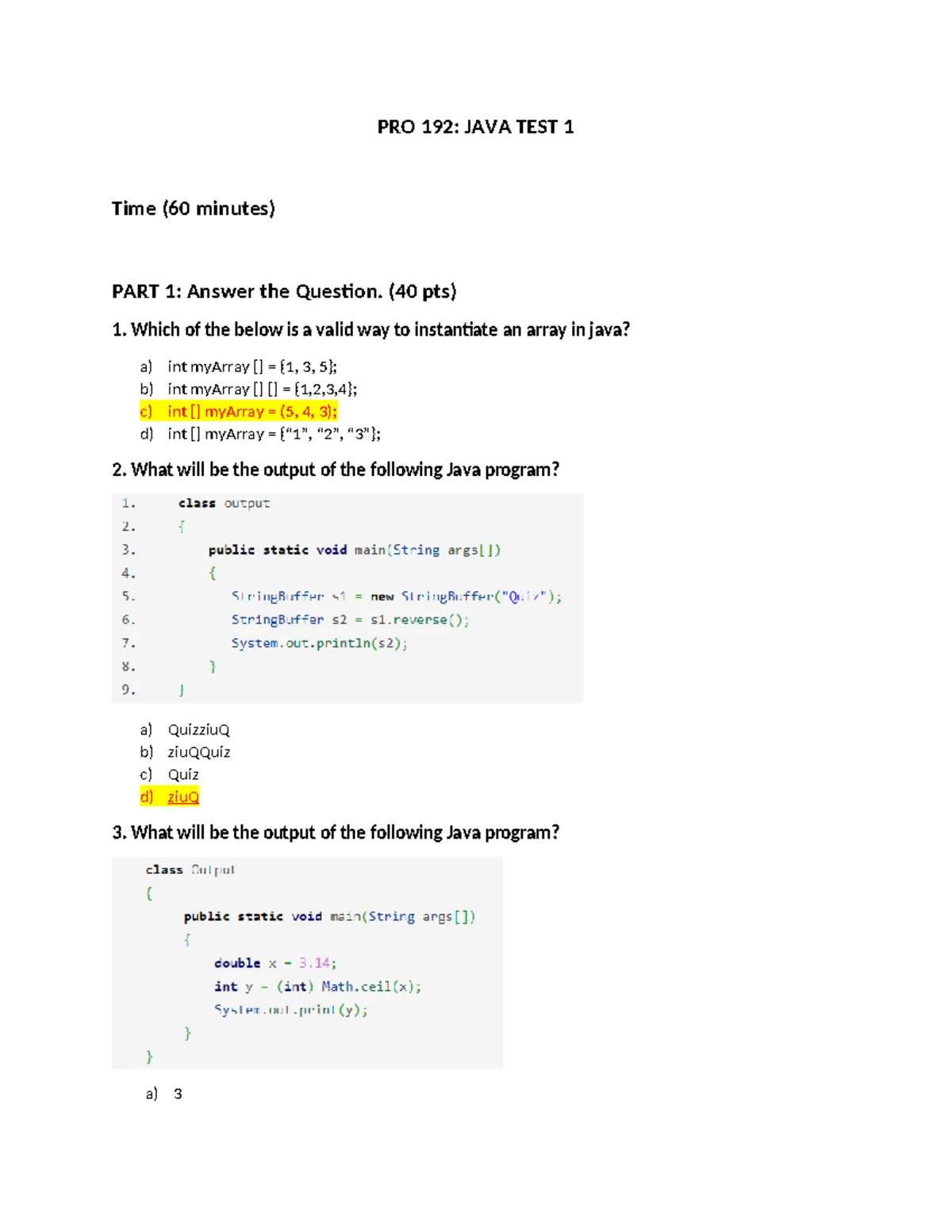 Practice Test 2 - PRO192: Java Concepts & Methods - SUM2023 - Studocu