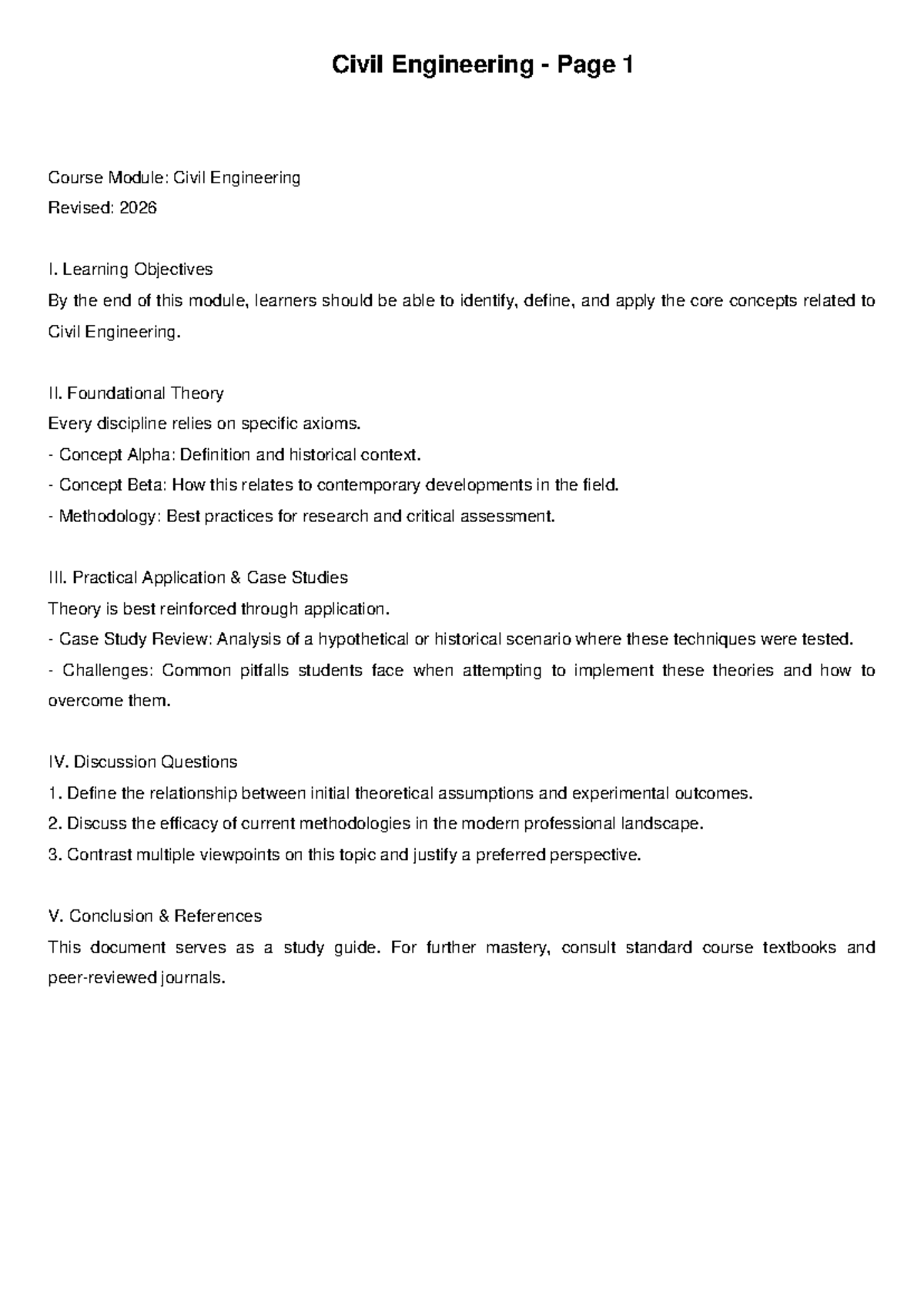 Civil Engineering Study Notes: Core Concepts & Applications - Studocu