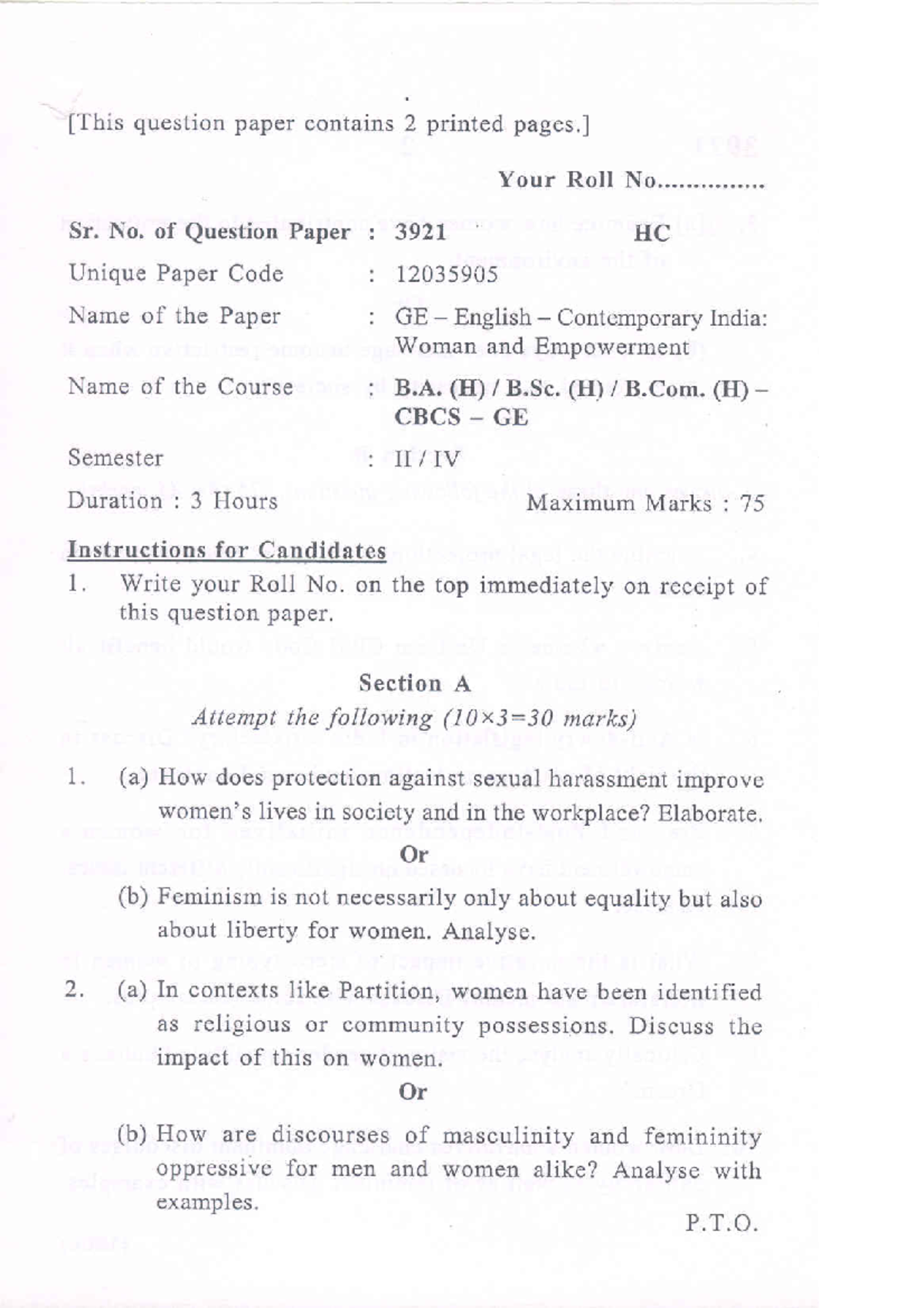 Women, Power, and Politics - GE Question Paper Review - Studocu