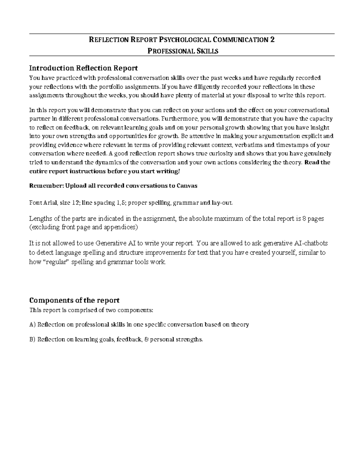 Reflection Report on Psychological Communication 2 Skills - Studeersnel