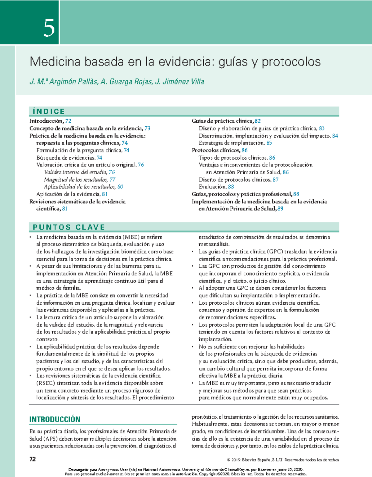 Guía y Protocolos de Medicina Basada en Evidencia - MBE - Studocu