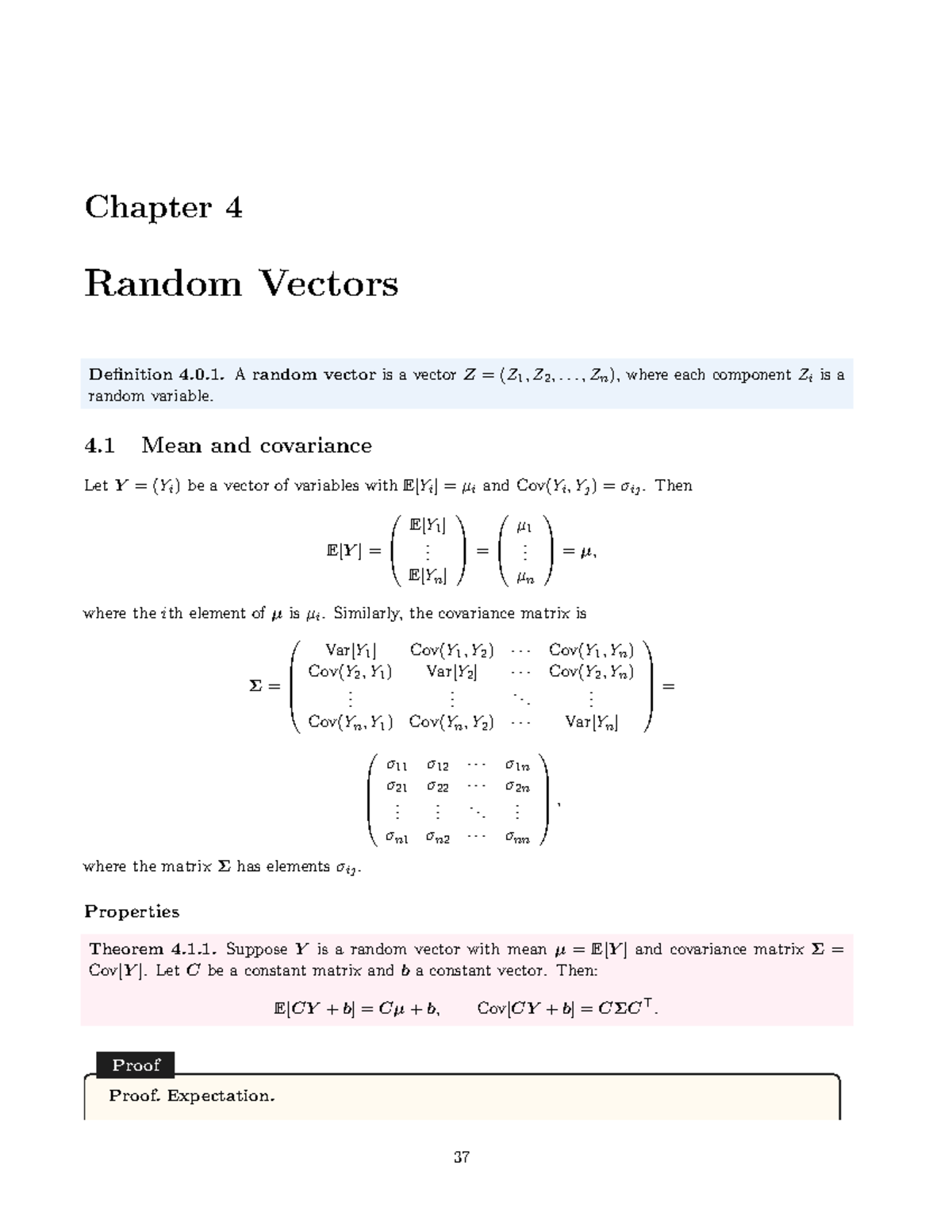 Chapter 4: Random Vectors and Bivariate Normal Distribution (Course ...