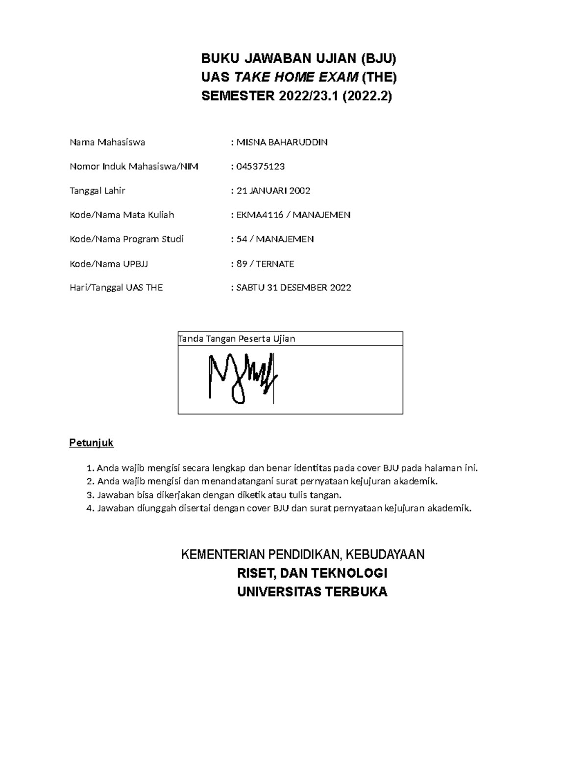 UAS EKMA4116: Jawaban Ujian Manajemen Take Hom…