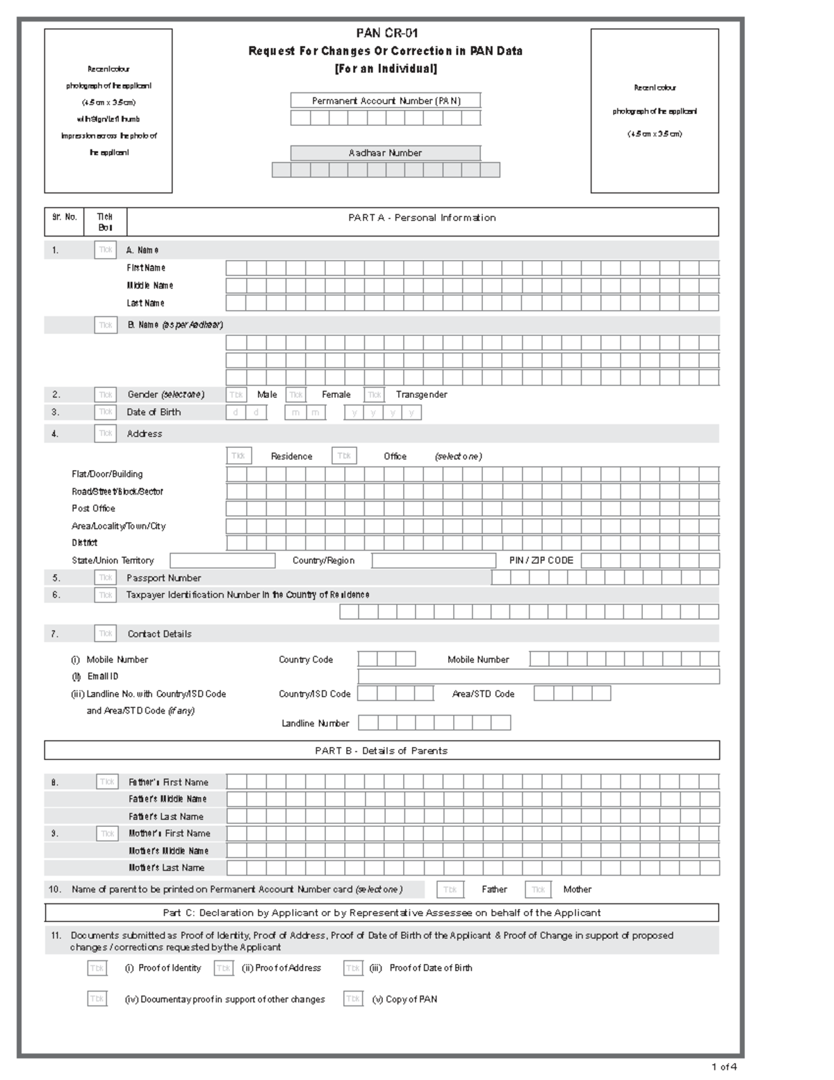 PAN CR Individual - PAN Card Change Request Form No. 93 (2026) - Studocu
