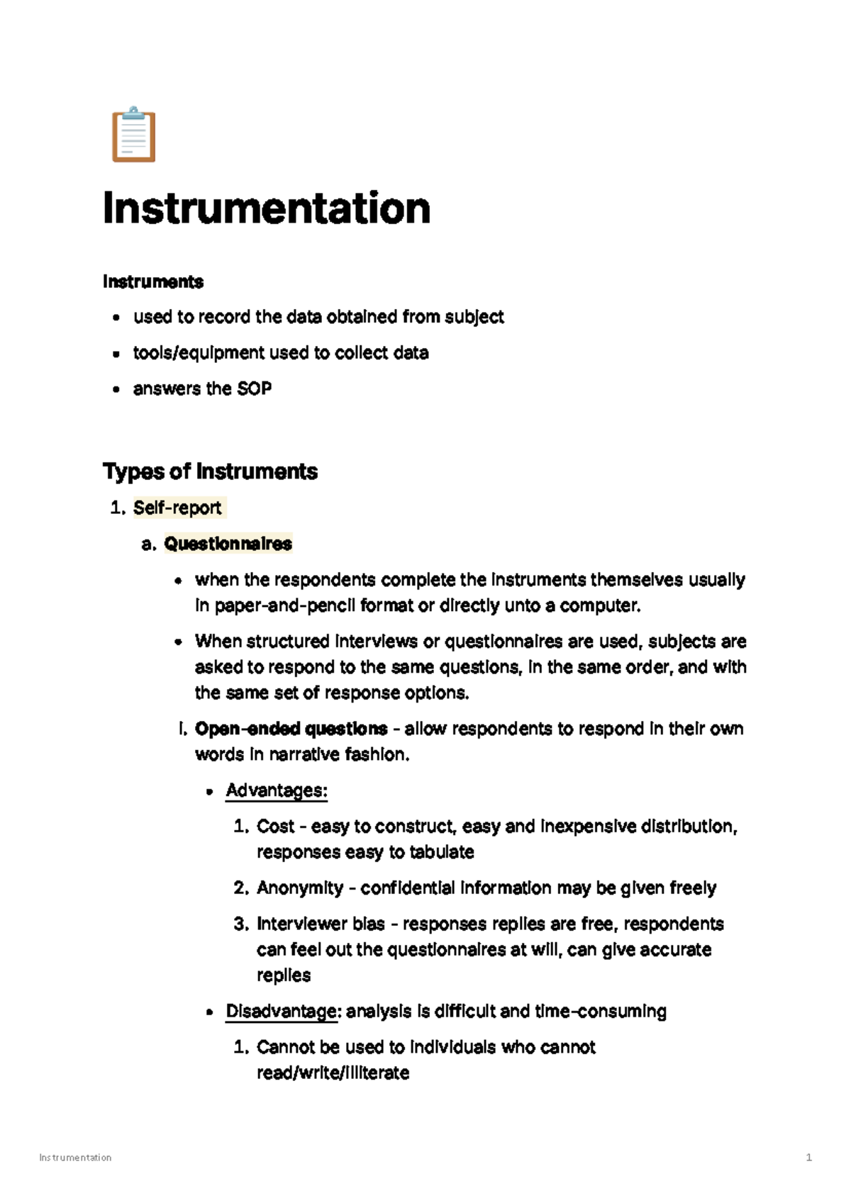 Research Instrumentation: Types, Validity, and Reliability Analysis ...