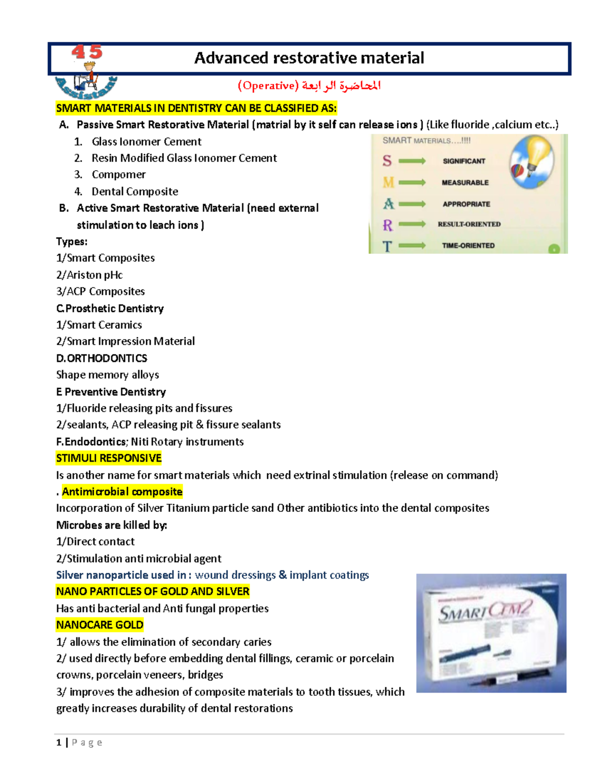 04 - Advanced Restorative Materials II: Smart Innovations in Dentistry ...