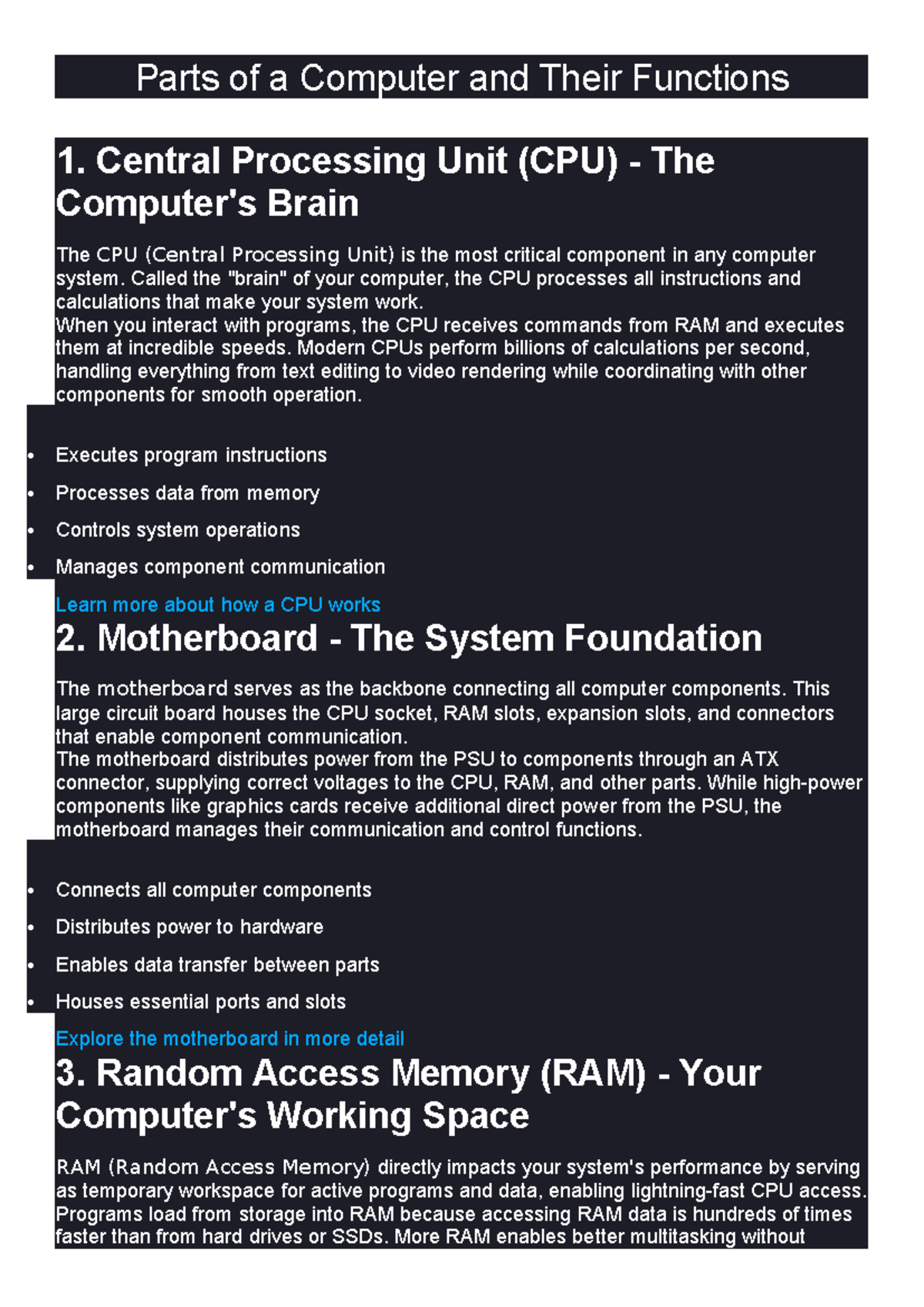 Understanding Computer Parts and Their Functions: A Comprehensive Guide ...
