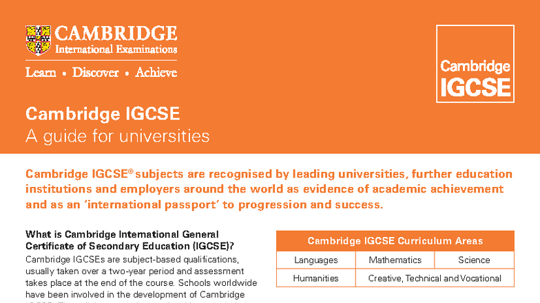CAMBRIDGE IGCSE A GUIDE FOR UNIVERSITIES visual data 4