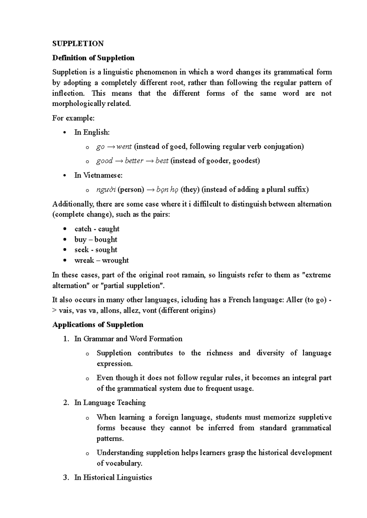 Ngonnguhoc - SUPPLETION: Definition and Applications in Linguistics ...