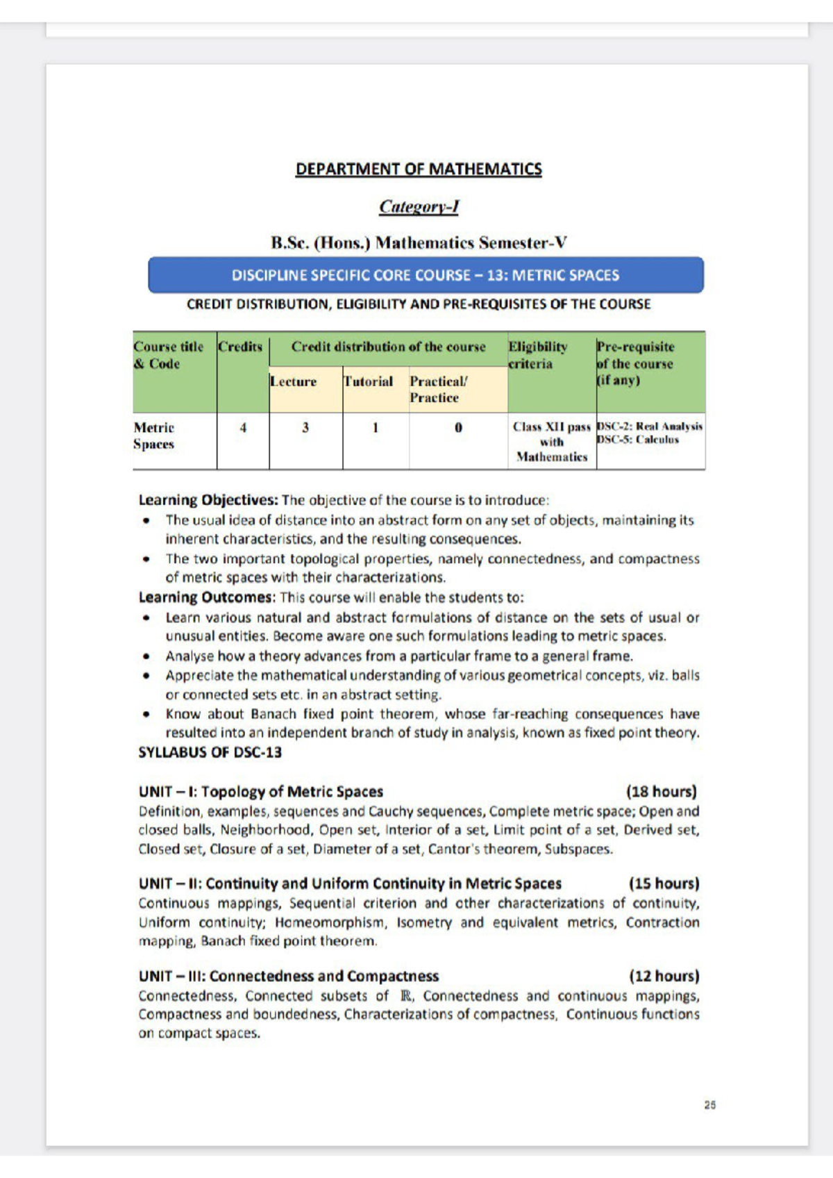 B.Sc. (Hons.) Mathematics 3rd Year Syllabus Overview - Studocu