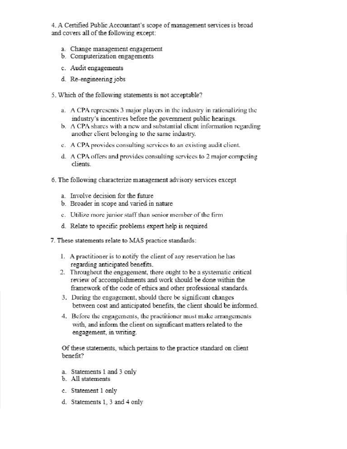 MAS 101: Practice Standards and Management Advisory Services Exam Prep ...