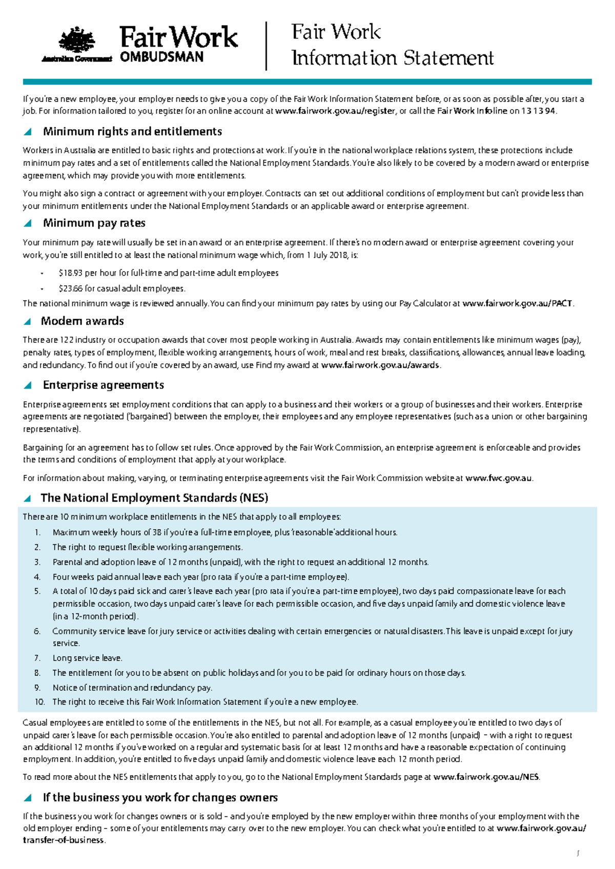 Fair-Work-Information-Statement - Fair Work Information Statement 1 If ...