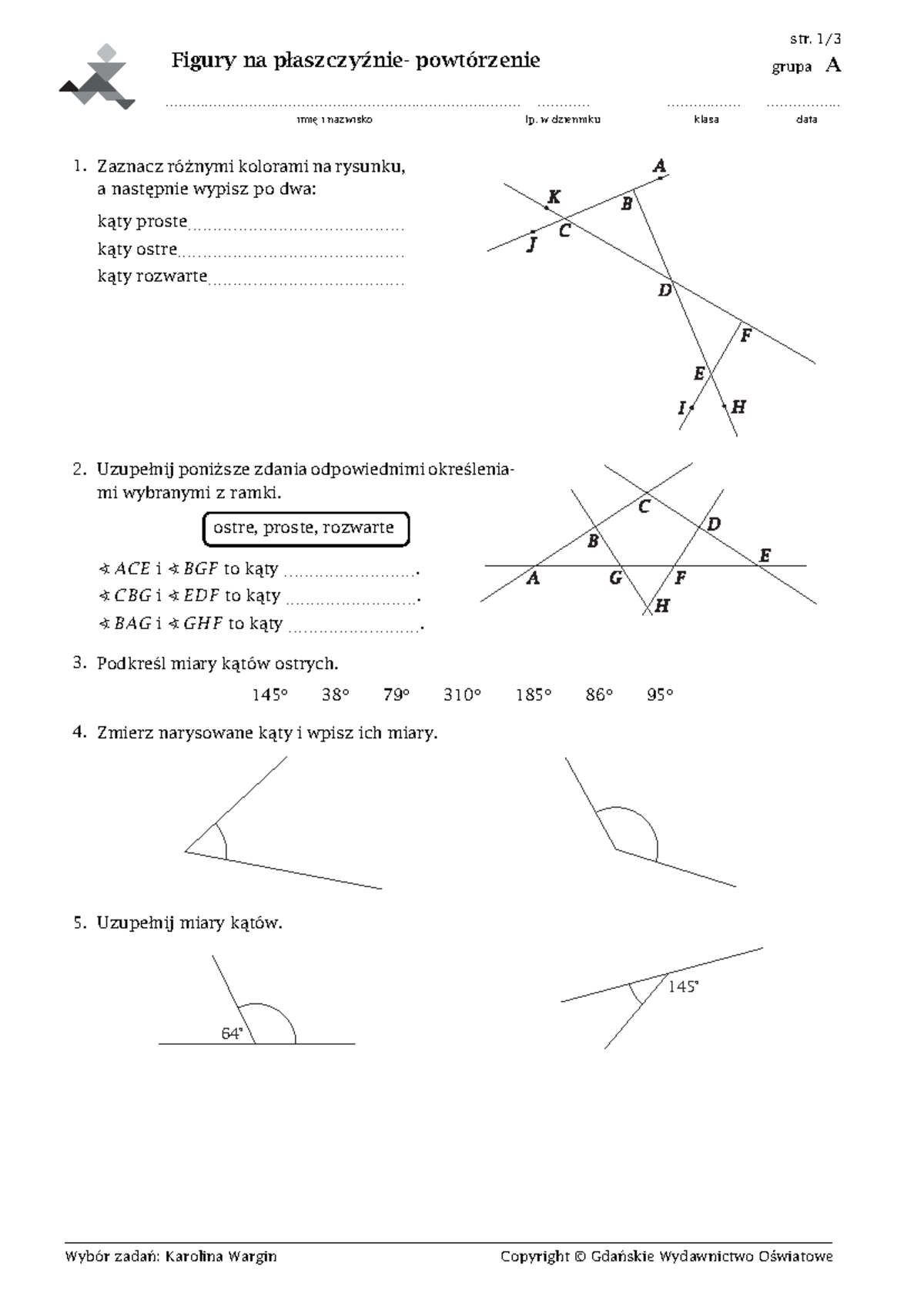 Figury Na Płaszczyźnie Klasa 5 Powtórzenie www.studocu.com