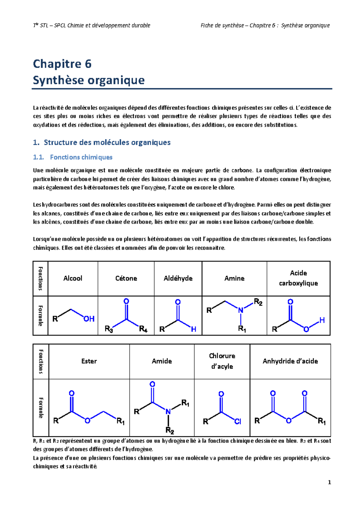 Tle STL SPCL Chimie et Développement Durable - Fiche de Synthèse ...