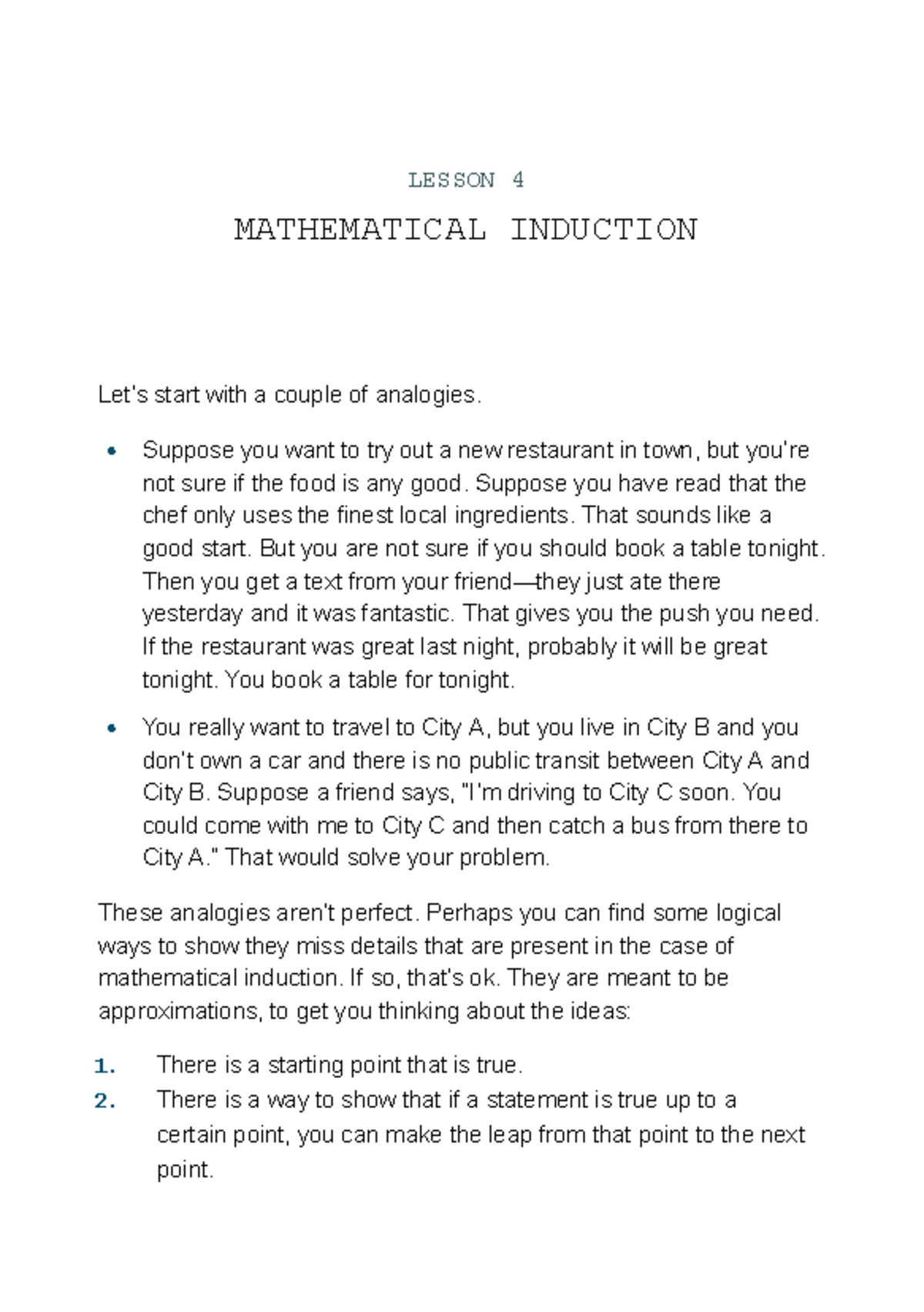 LESSON 4: MATHEMATICAL INDUCTION - Understanding the Concept CP214 ...