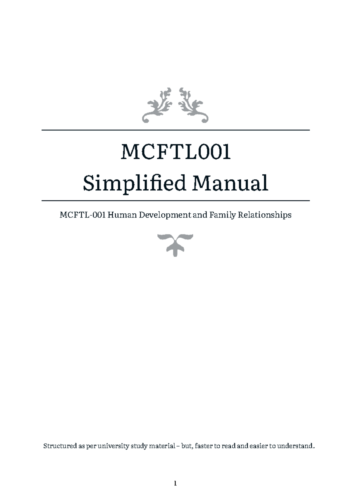 MCFTL001 Supervised Practicum Manual: Human Development Insights - Studocu