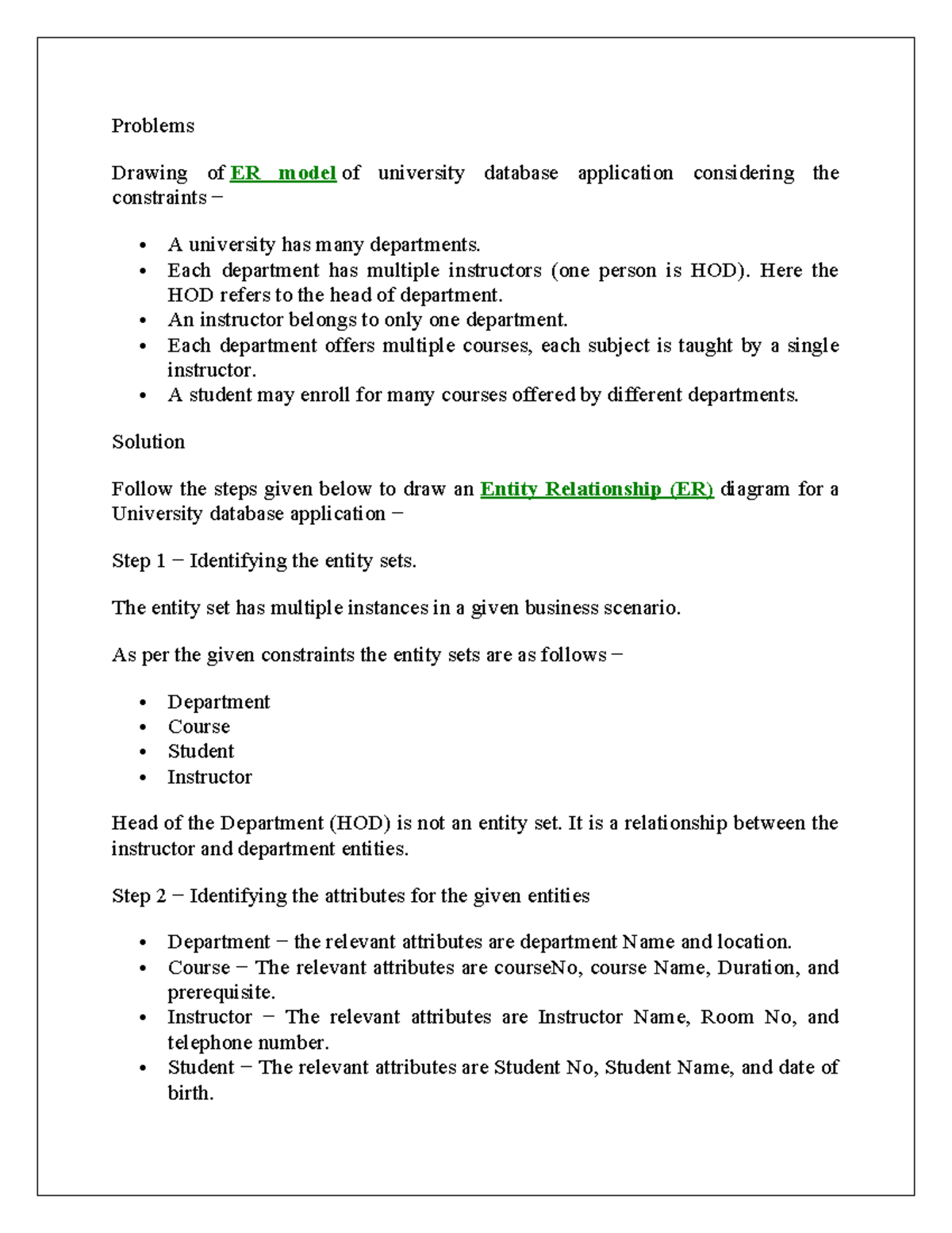 DBMS ER Diagram Notes: University, Banking, and Company Models - Studocu