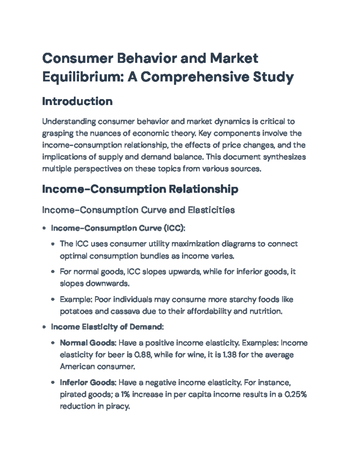 Consumer Behavior and Market Equilibrium: A Detailed Analysis (ECON 101 ...