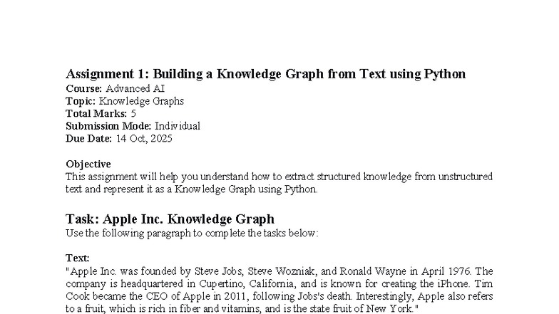 Assignment 1: Knowledge Graph Creation with Python (ADAI) - Studocu