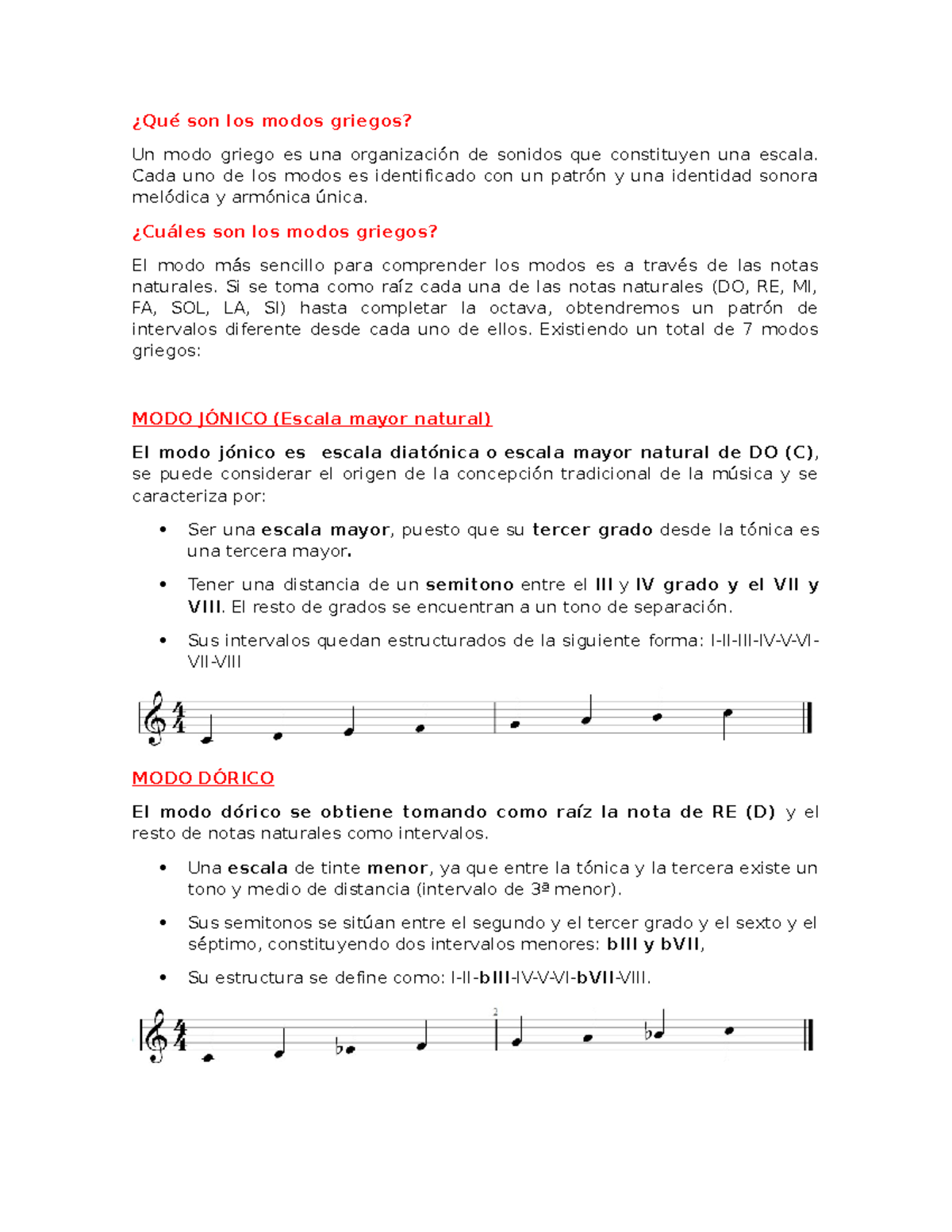 Escalas Antiguas - ¿Qué son los modos griegos? Un modo griego es una ...