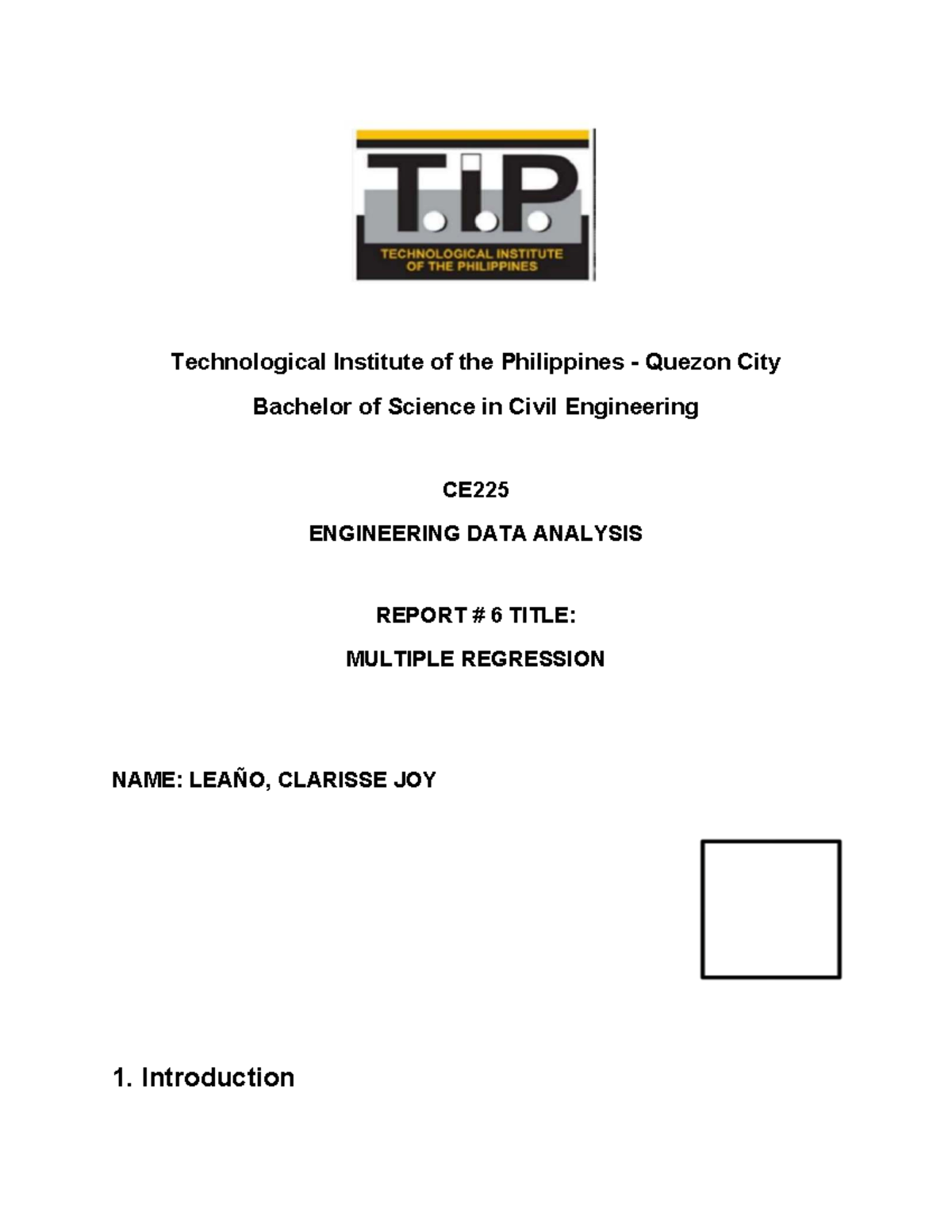 CE225 Engineering Data Analysis Report: Multiple Regression Insights ...