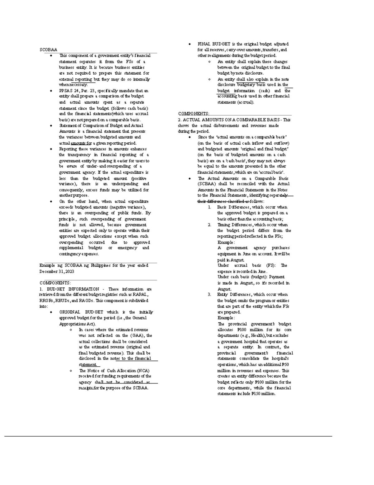SCOBAA: Statement of Comparison of Budget and Actual Amounts Analysis ...