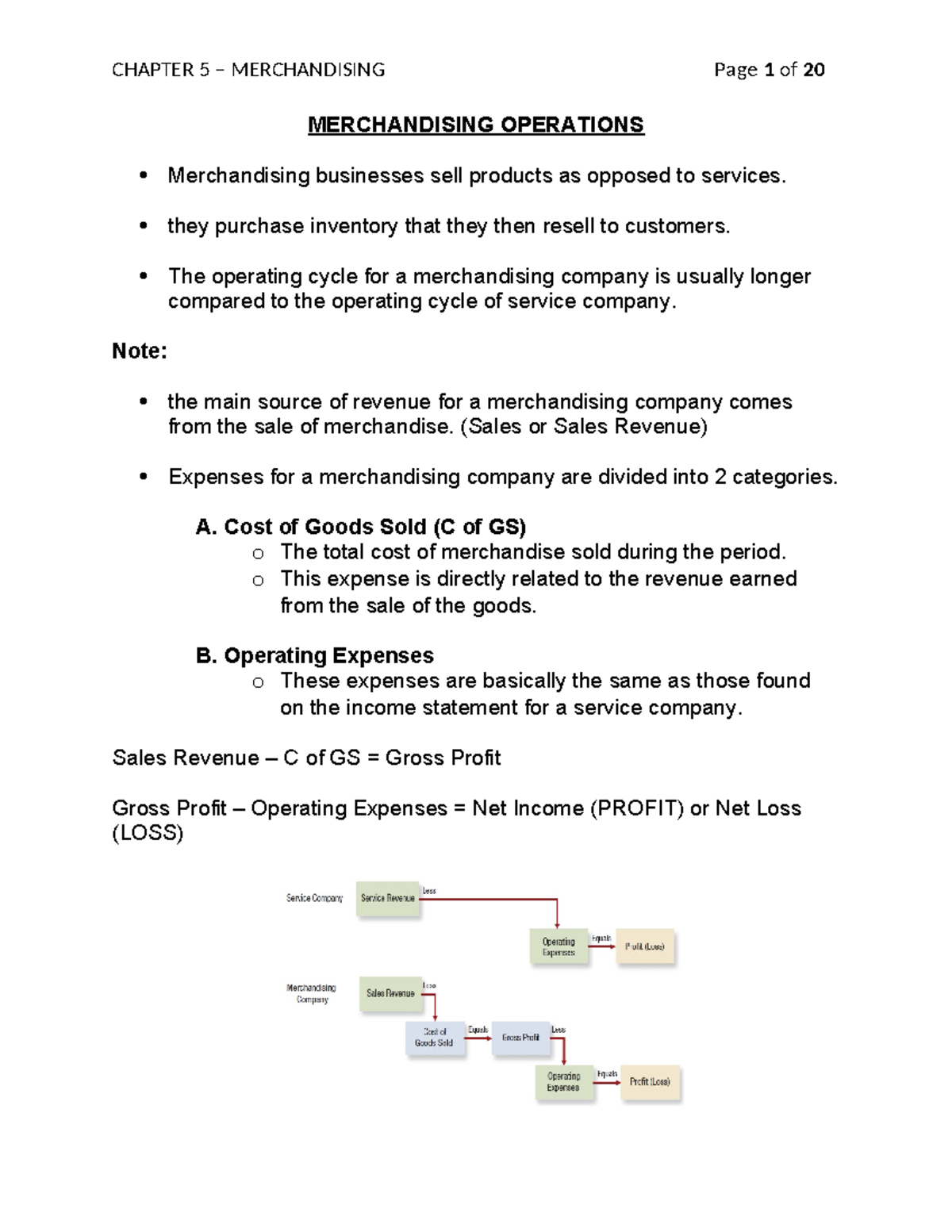 Chapter 5 - Teacher Note - MERCHANDISING OPERATIONS Merchandising ...