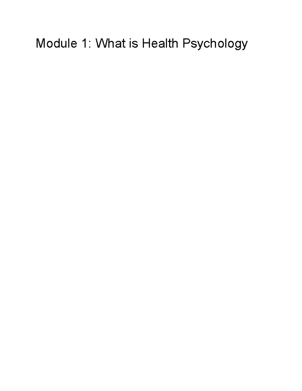 Exam 1 Notes: Health Psychology (Module 1) - Studocu