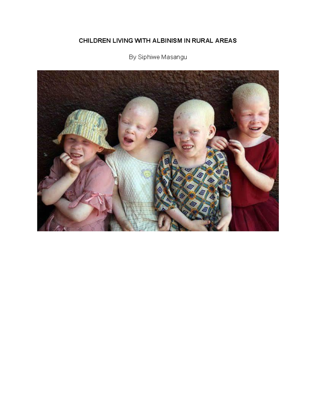 CHILDREN WITH ALBINISM IN RURAL AREAS: A SOCIO-CULTURAL STUDY - Studocu