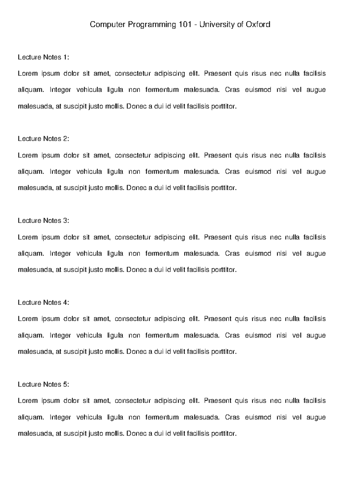 Computer Programming 101 - Praesent quis risus nec nulla facilisis ...