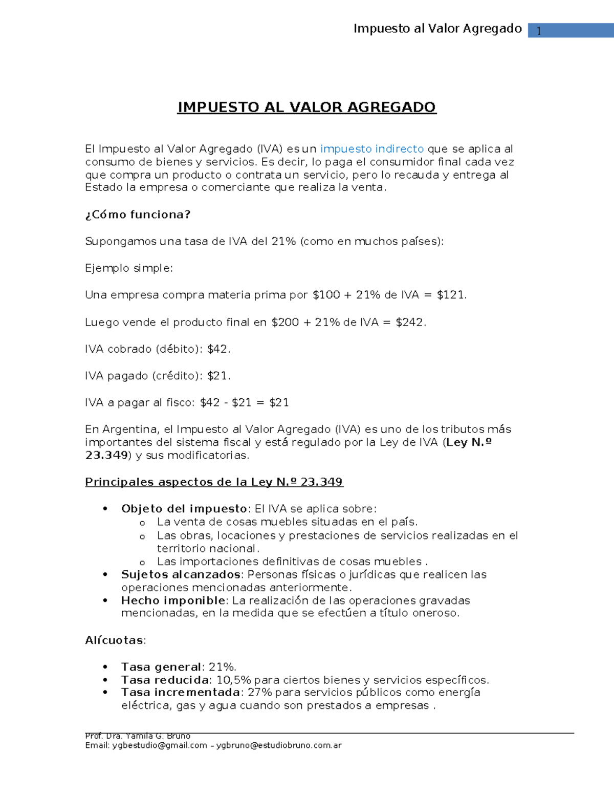 Resumen del Impuesto al Valor Agregado (IVA) 2025 - Ley N.º 23.349 ...