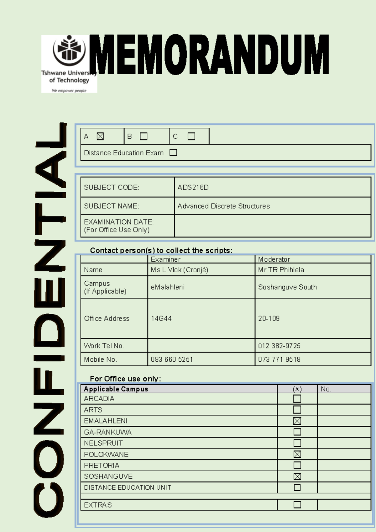 ADS216D Advanced Discrete Structures Exam Paper A Memo 2025 - Studocu
