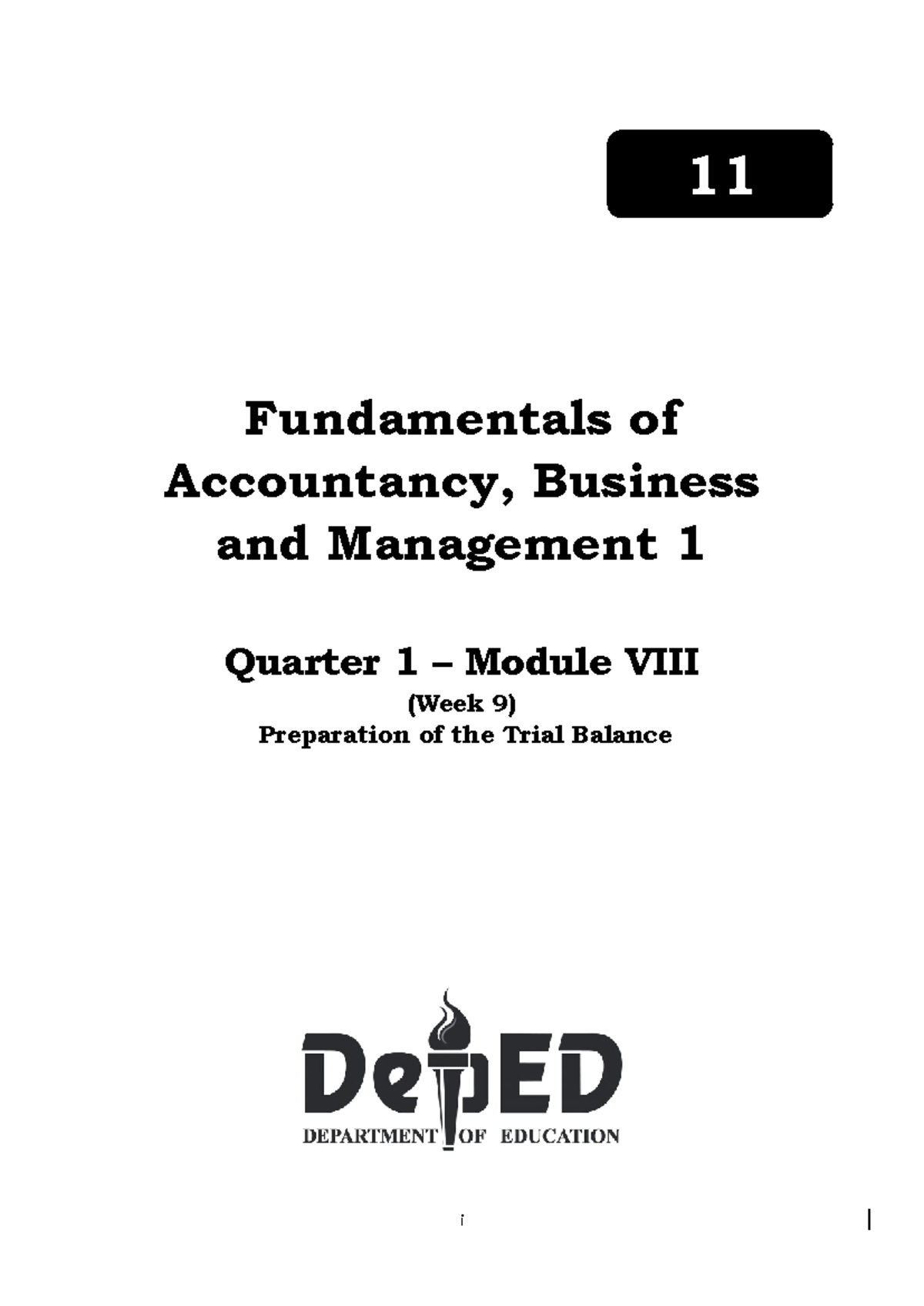 Q1 FABM 1 - Preparing the Trial Balance in Module 8 for Fundamentals of ...