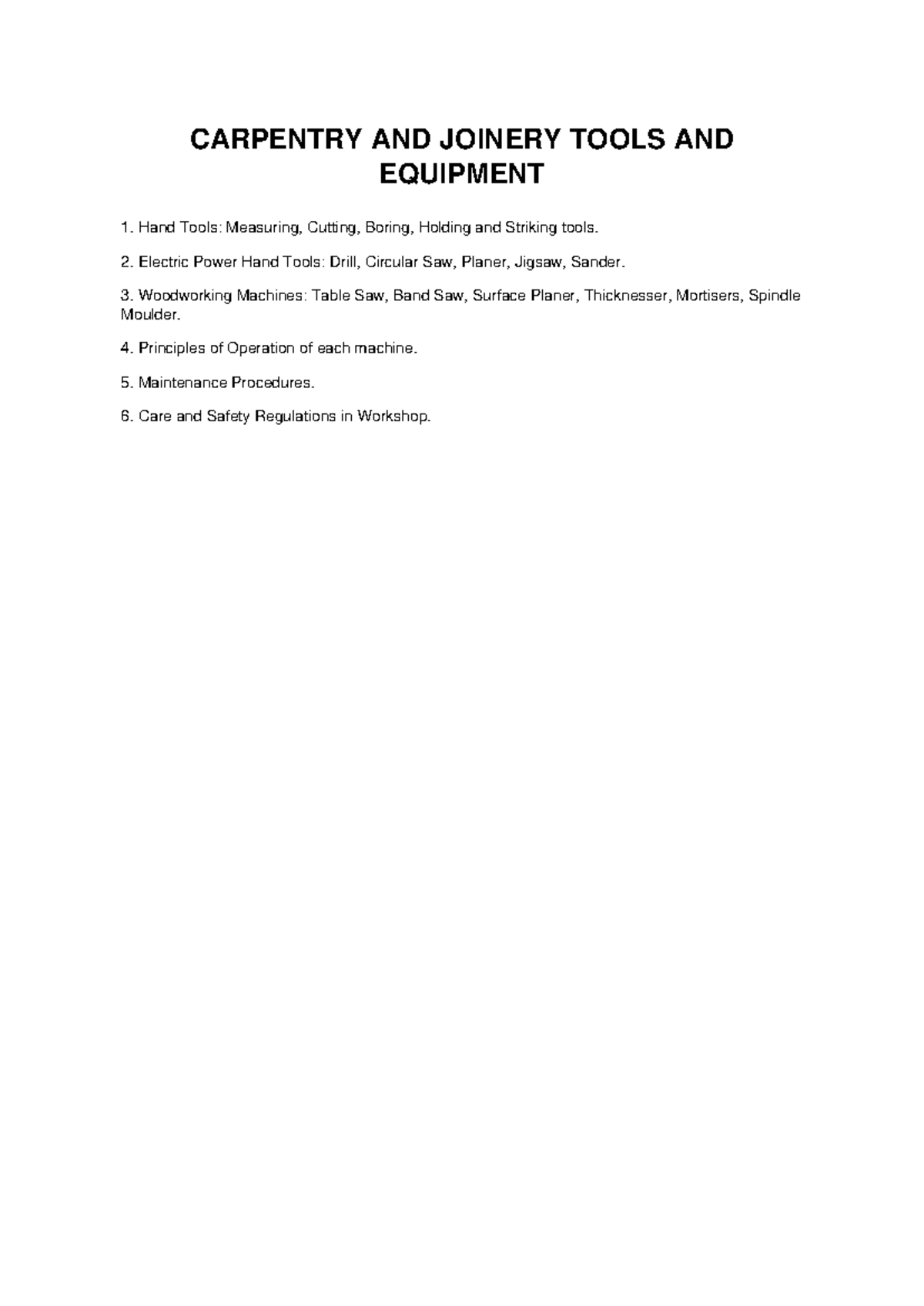 Carpentry Joinery Lecture Notes - Construction Management - CARPENTRY ...