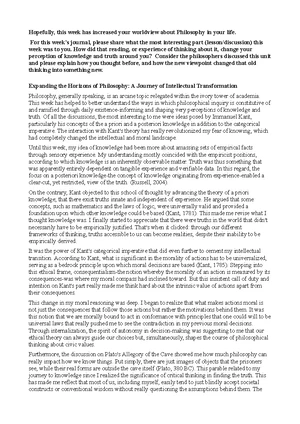 Phil 1402 Learning Journal: Insights from Unit 7 on Philosophy - Studocu