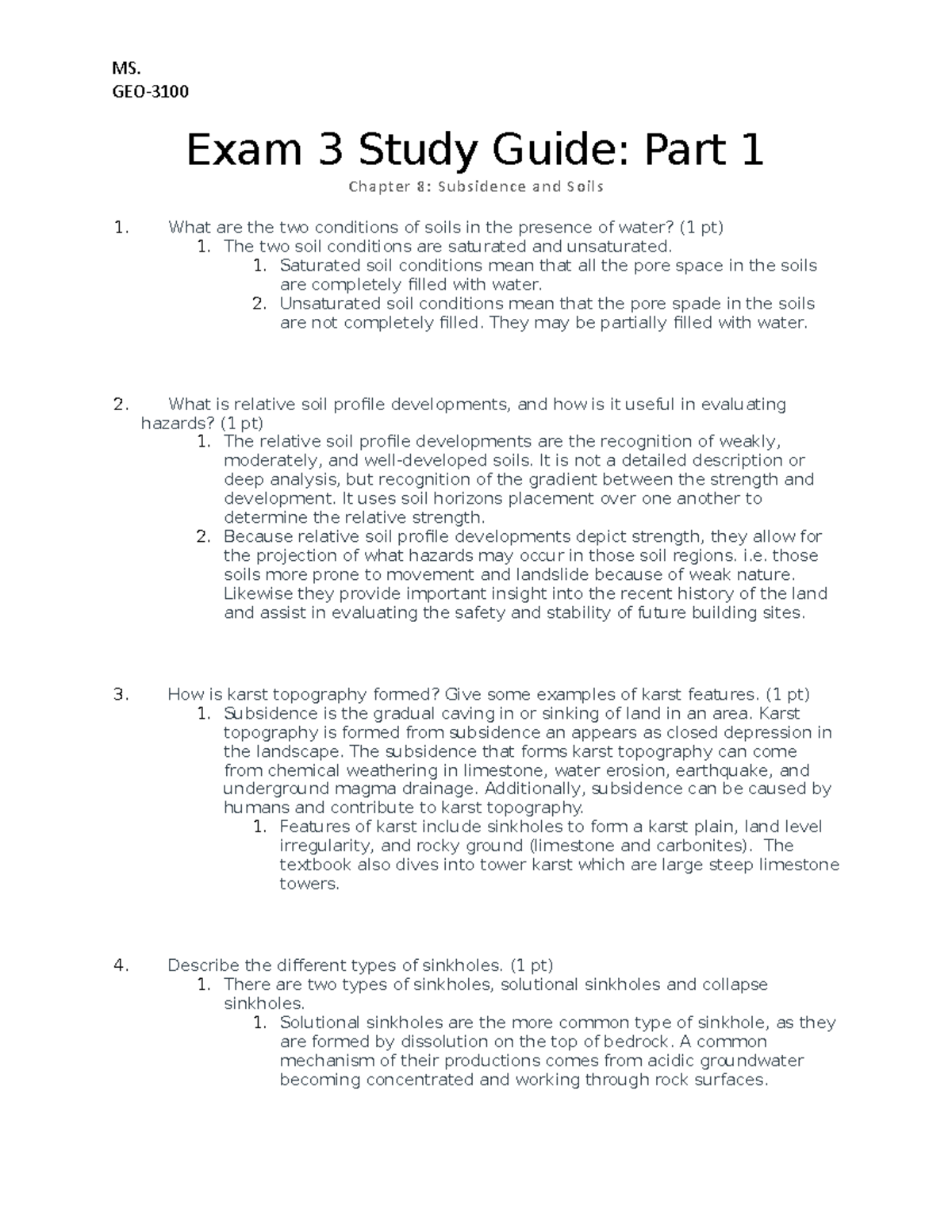 Study Guide Chapter 8 - GEO- Exam 3 Study Guide: Part 1 Chapter 8 ...
