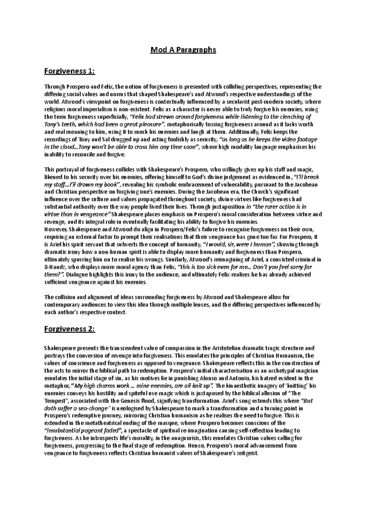 HSC Mod A Paragraphs - Module A paragraph examples - Mod A Paragraphs ...