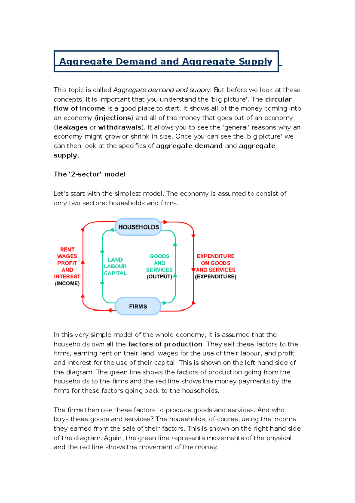 宏观专题：Aggregate Demand and Supply Analysis in Macro Econ - Studocu