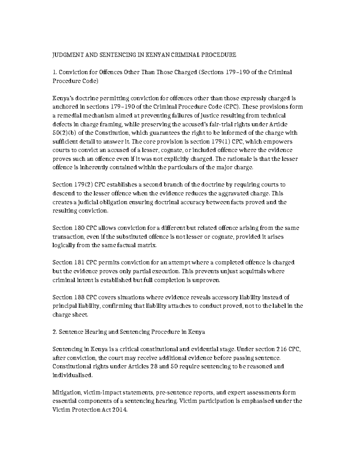 JUD 101: Judgment & Sentencing in Kenyan Criminal Procedure - Studocu