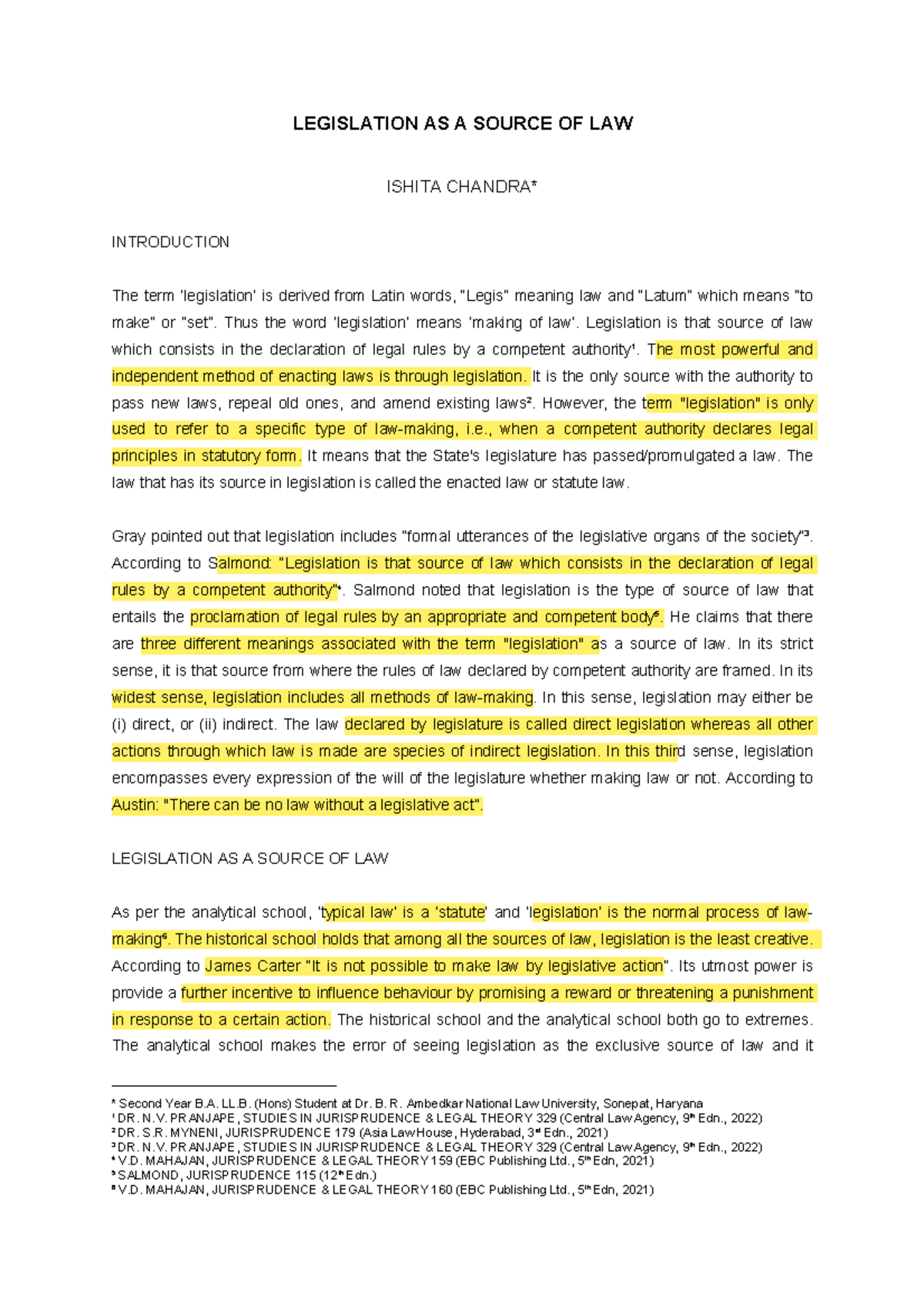 **Analysis of Legislation as a Legal Source: A Comprehensive Overview ...